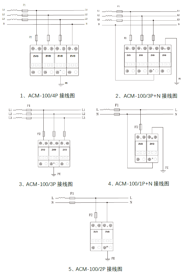 ACM-100系列浪涌保護器接線圖 100kA浪涌保護器 ACM-100
